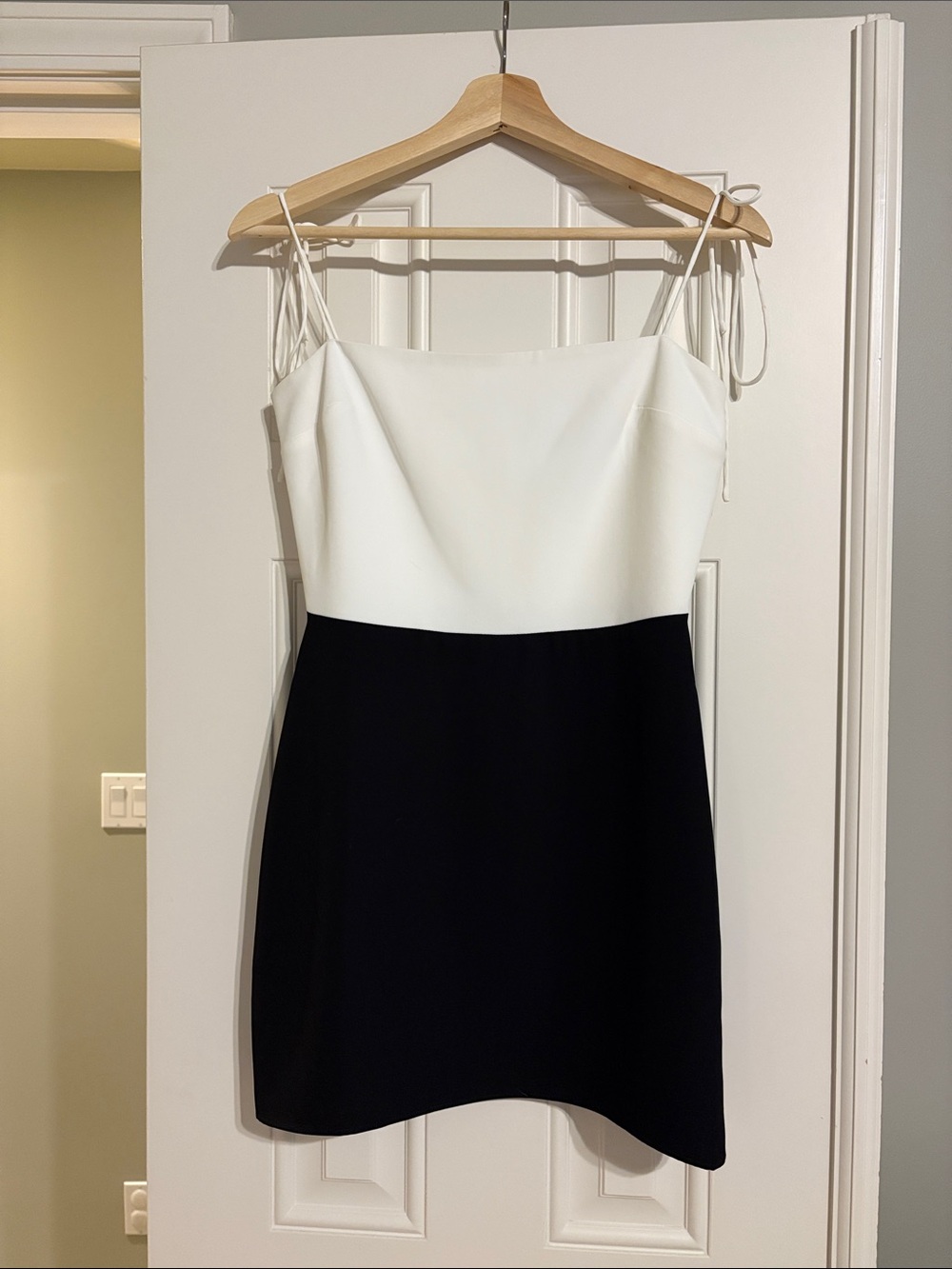 Amanda Uprichard Black and White Spaghetti Strap Mini Dress